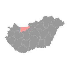 Komarom Esztergom county map, administrative district of Hungary. Vector illustration.
