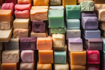 Vibrant Bars of Soap. Generative AI