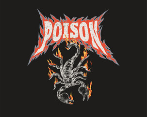 Scorpion on fire and poison quote, y2k aesthetic