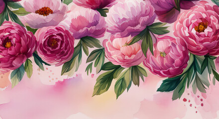 Beautiful pink flowers with copy space digital painting for mothers day or greeting cards generative ai illustration