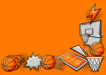 Background with basketball items. Sport club illustration.