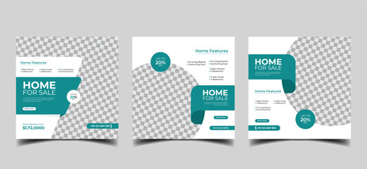 real estate social media post for square web banner design template 