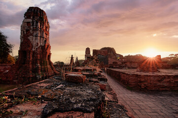 Buddhist Temple in Ayutthaya historical park, Thailand.