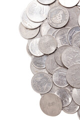 Indian rupees coins isolated on white background.