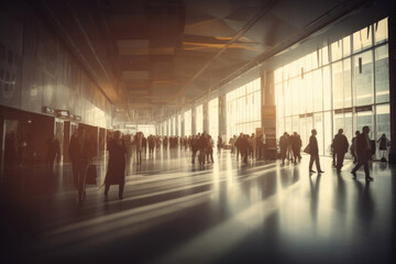 Professionals Navigating Conference Space. Generative AI