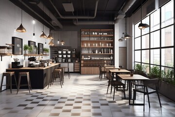 coffe shop interior background illustration