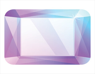 Realistic blue purple rectangular gemstone. Vector isolated cartoon shining jewel.