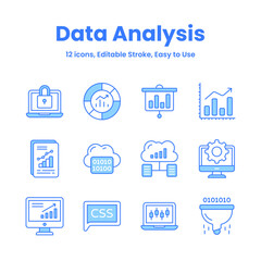 Carefully crafted data analysis and statistics icons, download this premium vectors easy to use