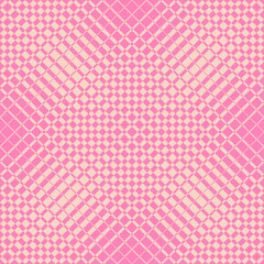 Halftone seamless pattern. Trendy vector geometric half-tone background with square grid, net, mesh. Pink checkered pattern. Gradient transition effect texture. Retro vintage style abstract design - obrazy, fototapety, plakaty