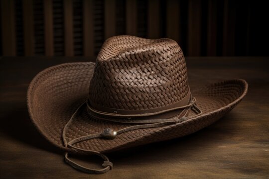 brand-new cowboy hat, with brand-new rope for the look of everlasting use, created with generative ai