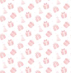 cute pattern seamless background pink birthday gift box party watercolour hand painted 