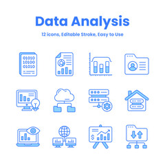 Carefully crafted data analysis and statistics icons, download this premium vectors easy to use