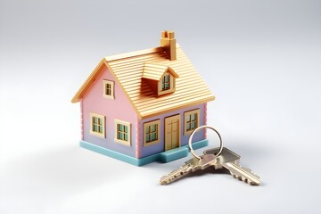 Real Estate, Miniature Home and Key, generative ai generated