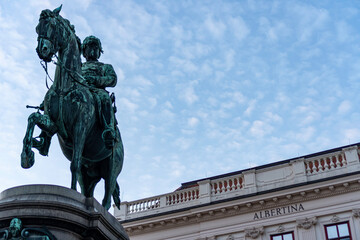 Archduke Albrecht, Duke of Teschen equestrian statue in front of Albertina Museum Vienna, Austria.