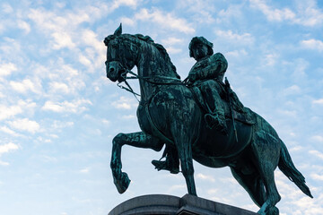 Fototapeta na wymiar Archduke Albrecht, Duke of Teschen equestrian statue in front of Albertina Museum Vienna, Austria.