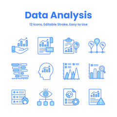 Fototapeta na wymiar Carefully crafted data analysis and statistics icons, download this premium vectors easy to use