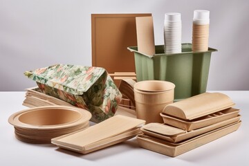 sustainable packaging made of recycled or recyclable materials, created with generative ai