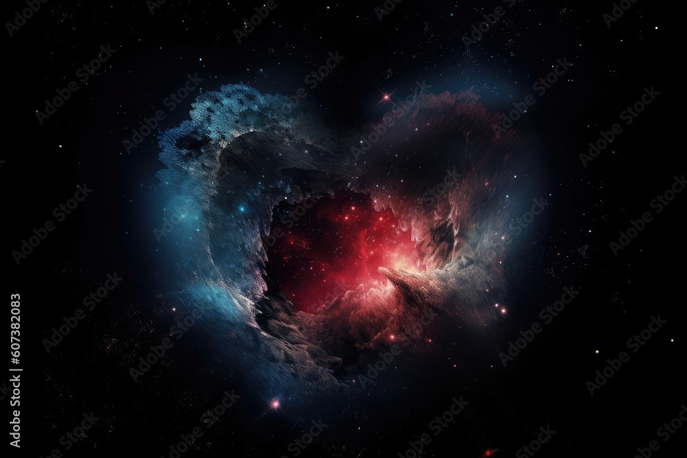 Canvas Prints heart of a nebula, with starry night sky in the background, created with generative ai