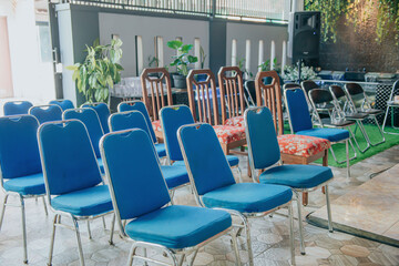 a bench for guests at the wedding party

