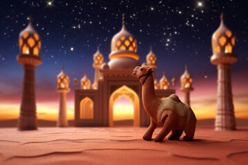 Eid ul azha islamic design with camel - generative ai