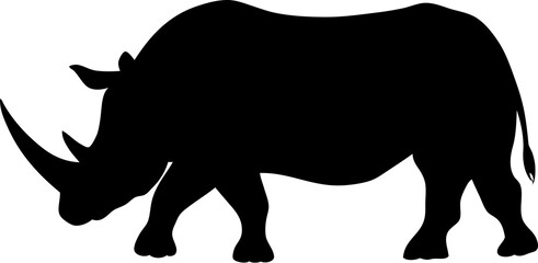 Silhouette illustration of a rhinoceros in transparent PNG file