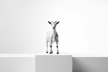 White goat standing on the ground - generative ai
