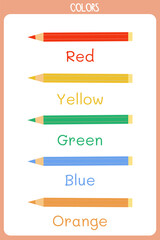 vector colorful pencils for learning colors for preschool children