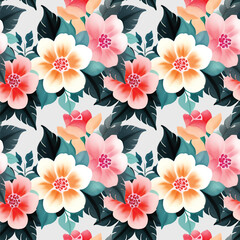 Floral shape watercolor seamless pattern.