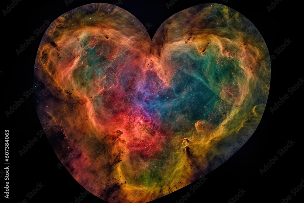 Wall mural heart nebula with swirling colors and patterns, highlighted by nearby star, created with generative 