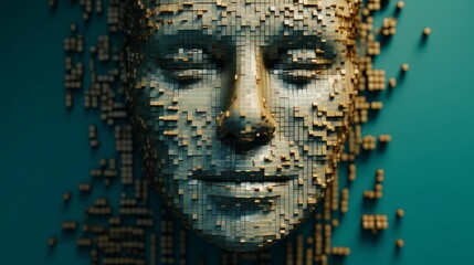 Artificial Intelligence Unveiled: A Captivating Pin Art Illustration of a Circuit Board Face, AI Generative