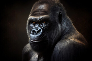 Obraz premium Gorilla portrait close-up. AI Generated
