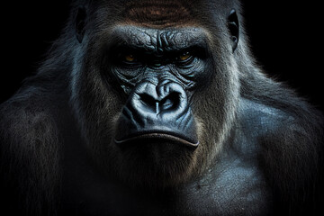 Fototapeta premium Gorilla portrait close-up. AI Generated