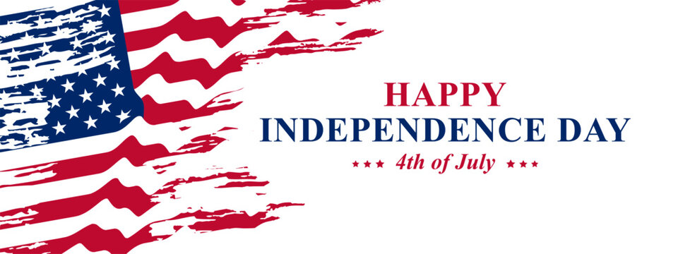 Happy Independence day USA. 4th of July. Vector banner, greeting card, invitation, poster, flyer with text.