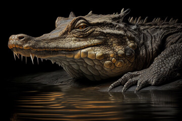 Fototapeta premium Alligator crocodile amphibian predator. AI Generated