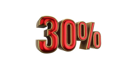 Thirty percent metallic red and gold 3D render