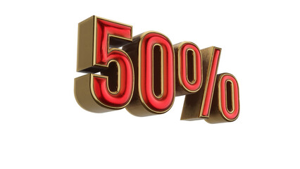 Fifty percent metallic red and gold 3D render