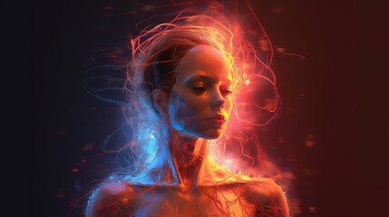 Electro, electronic body, conceptual digital illustration.Generative AI