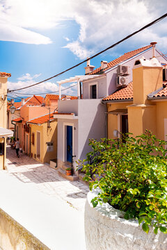 Old town of Baska on the island of Krk. Beautiful romantic summer scenery on the Adriatic Sea. Croatia. Europe.