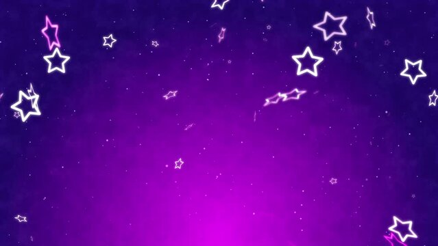 ループパーティクル、光る星とピンクパープルのグラデーション背景、サイケデリックイメージ