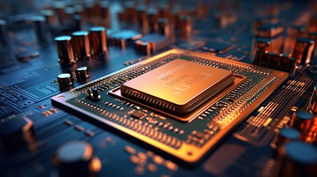 a close up of a computer chip. Generative AI Art.