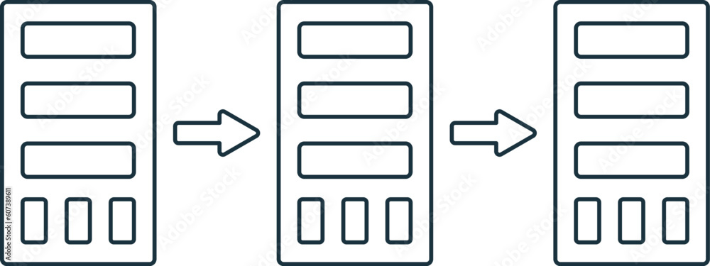 Poster horizontal integration icon. monochrome simple sign from digitalization collection. horizontal integ