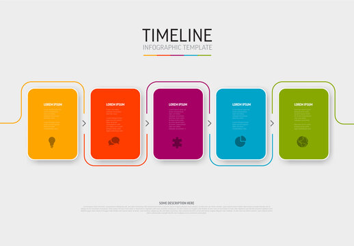 Colorful infographic template with five rounded color cards