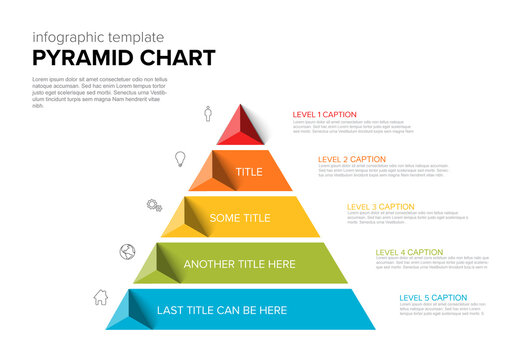 Pyramid chart infographic diagram template with pyramid triangle arrows