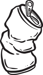 Crushed Soda Cola Steel Can Cartoon Illustration in Vector Used to Recycle or as Rubbish Thrown Away