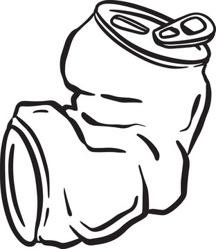 Crushed Soda Cola Steel Can Cartoon Illustration in Vector Used to Recycle or as Rubbish Thrown Away