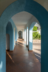 Detail of wall and corridor with many arches in Egypt hotel in Sharm el Sheikh