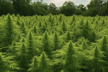 Marijuana plant in field from generative ai
