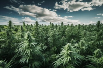 Marijuana plant in field from generative ai