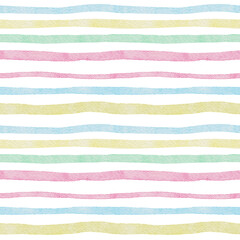 Watercolor abstract seamless pattern.  Colorful rainbow digital paper. Watercolor stripes background. 