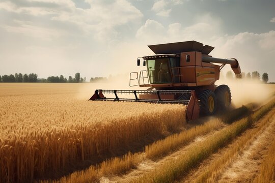 The combine harvester is working from generative ai
